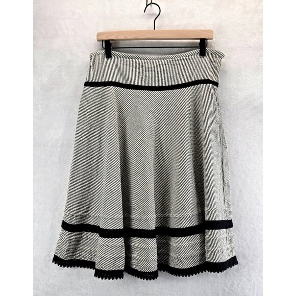 Merona Dresses & Skirts - Seer Sucker Skirt w Lace Black White Knee by Merona sz4 L/XL 32" Waist Preppy